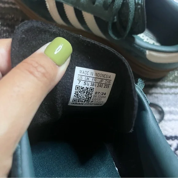 Adidas Gazelle Bold "Mineral Green/Putty Grey" Platform Sneakers Size 7 - Picture 8 of 8